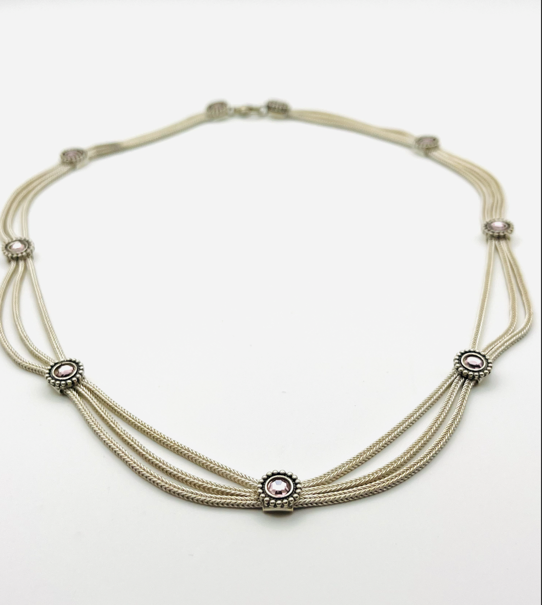 Sterling and Lilac Crystal Necklace