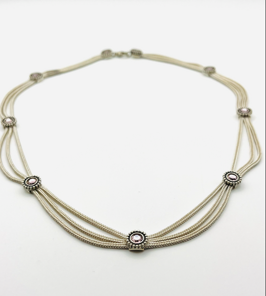 Sterling and Lilac Crystal Necklace
