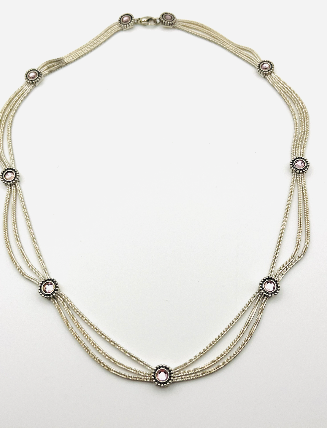 Sterling and Lilac Crystal Necklace