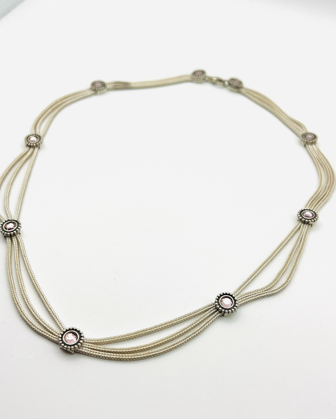 Sterling and Lilac Crystal Necklace