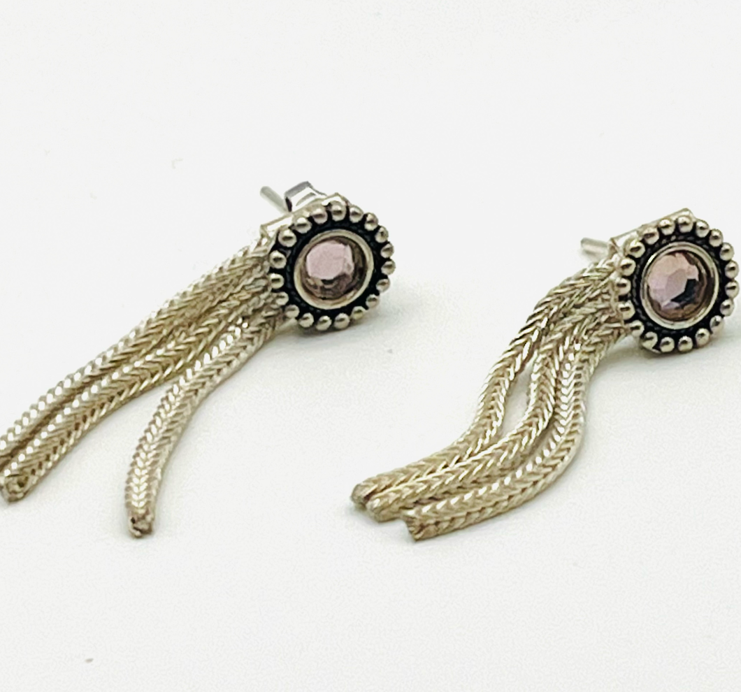 Sterling and Lilac Crystal Earrings