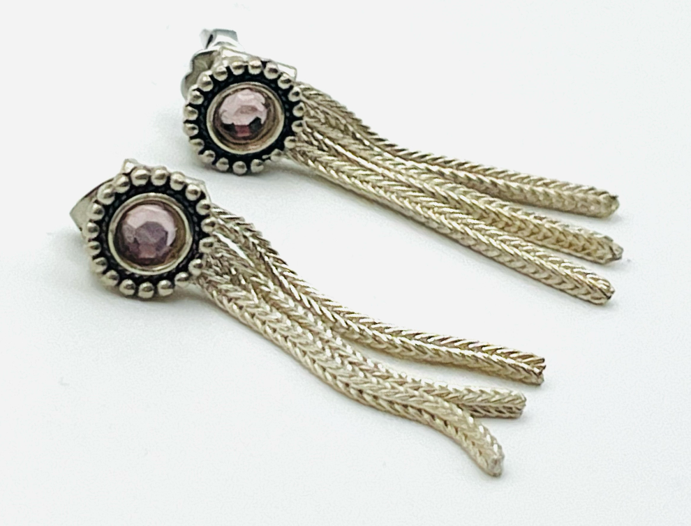 Sterling and Lilac Crystal Earrings