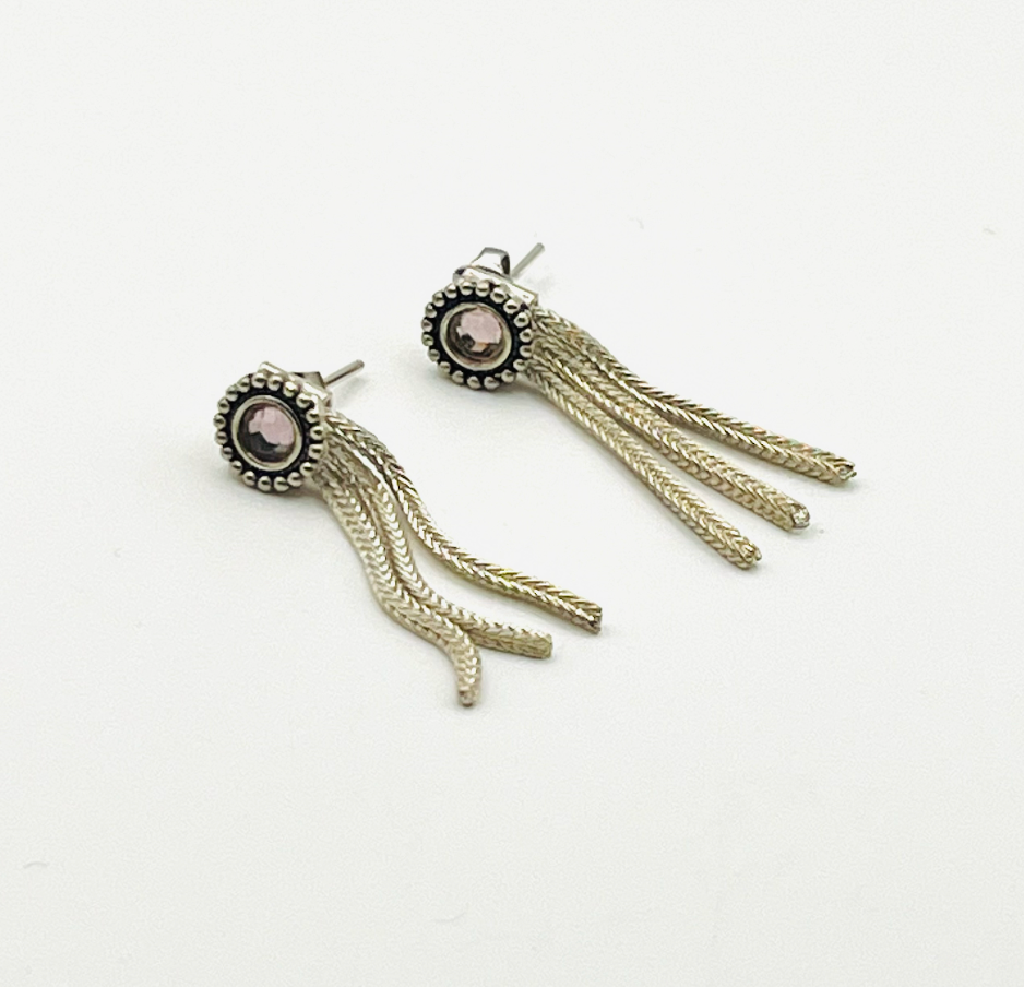Sterling and Lilac Crystal Earrings