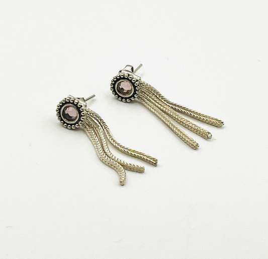Sterling and Lilac Crystal Earrings