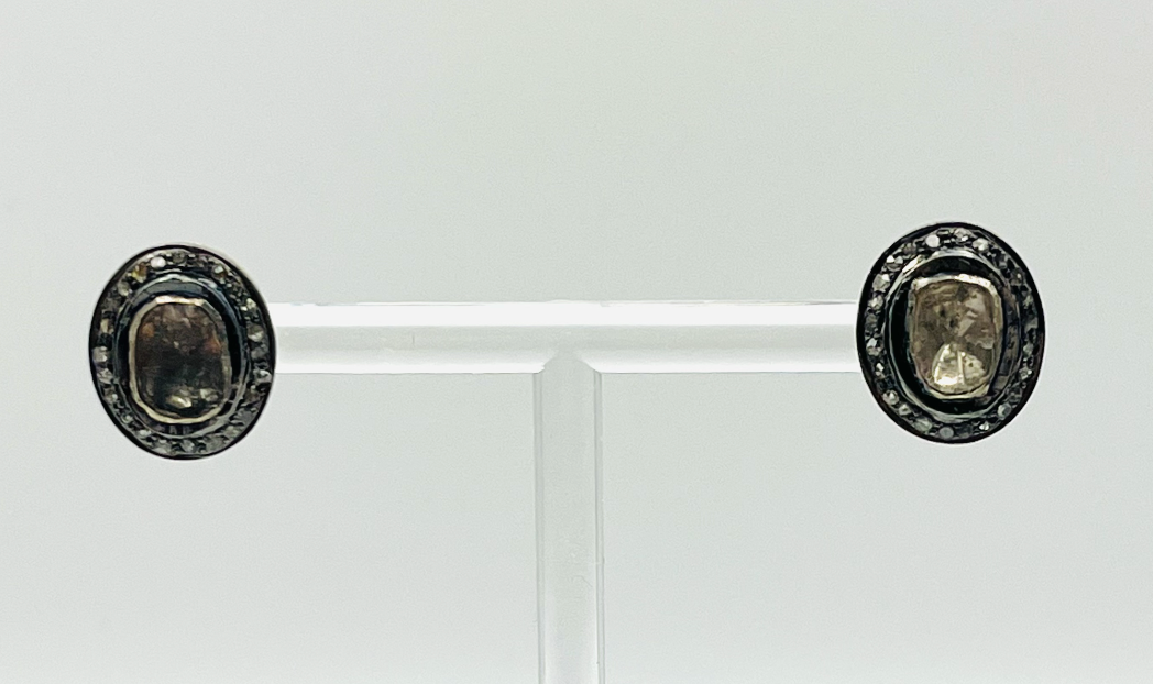 Mine Cut Diamond Earrings