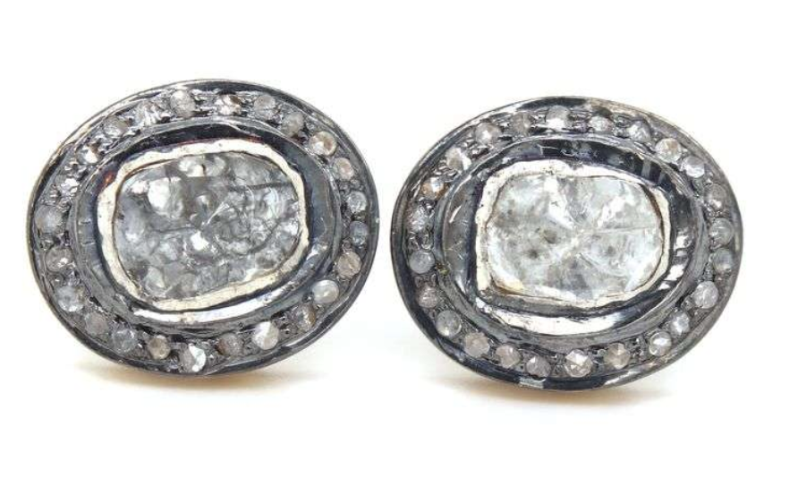 Mine Cut Diamond Earrings