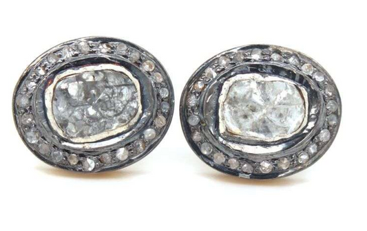 Mine Cut Diamond Earrings