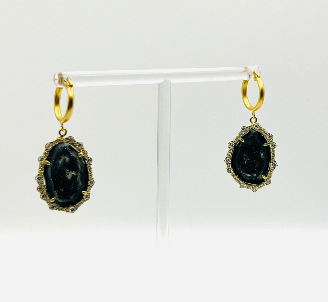 Black Geode Earrings