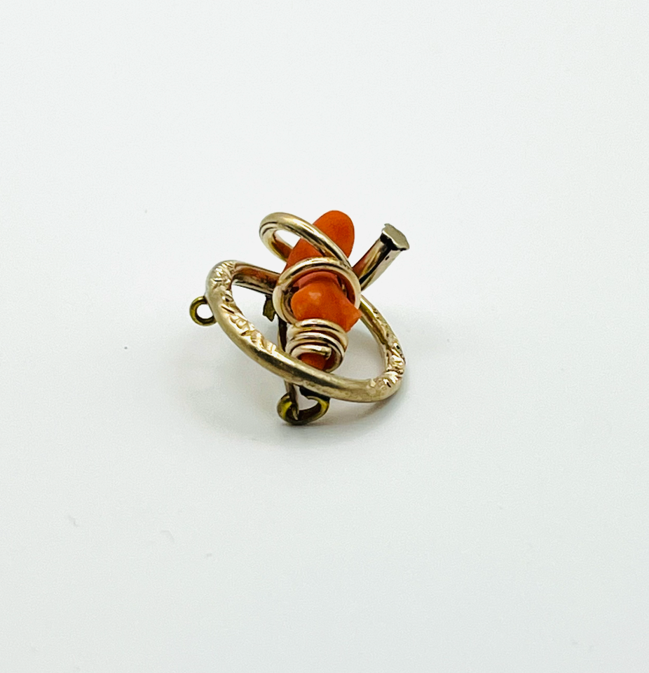 Victorian Lovers Knot Coral Pendant Brooch
