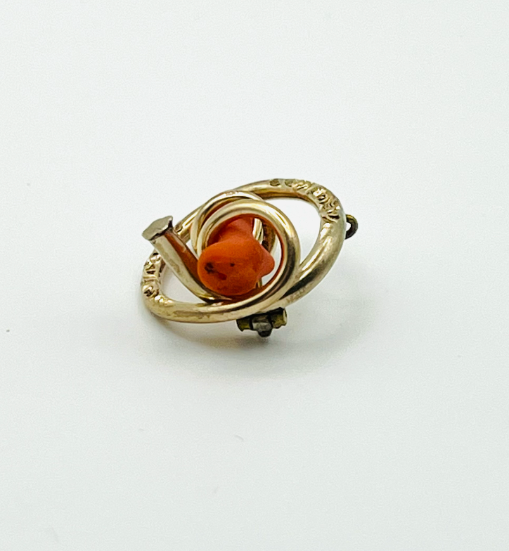 Victorian Lovers Knot Coral Pendant Brooch