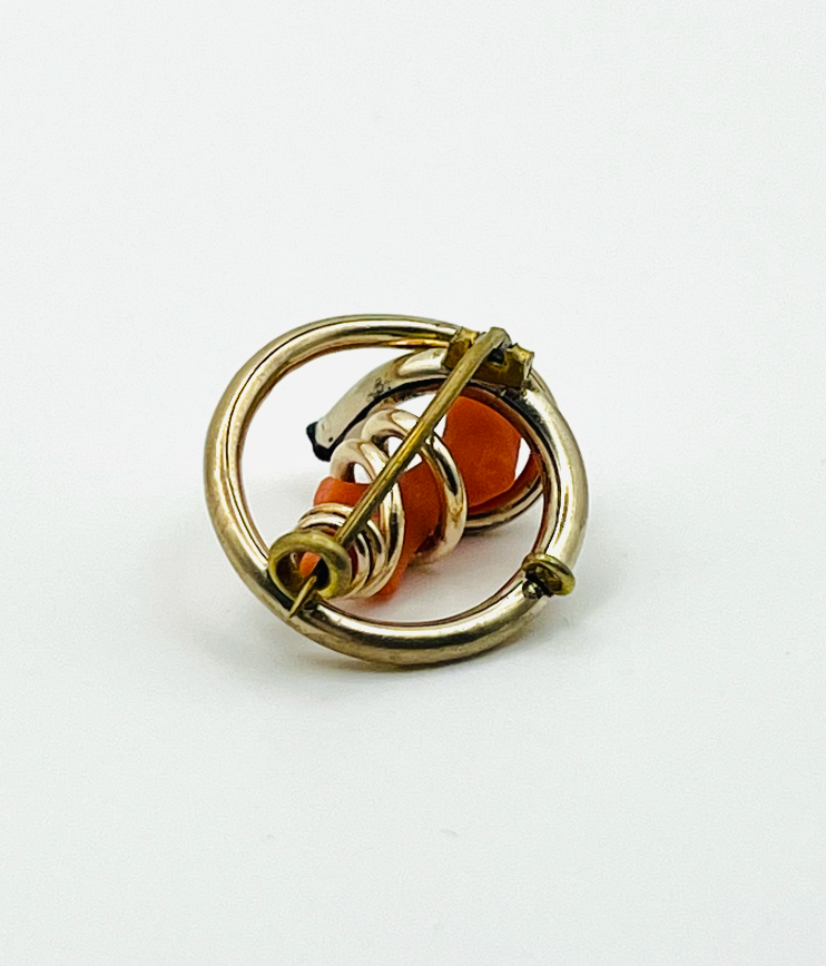 Victorian Lovers Knot Coral Pendant Brooch