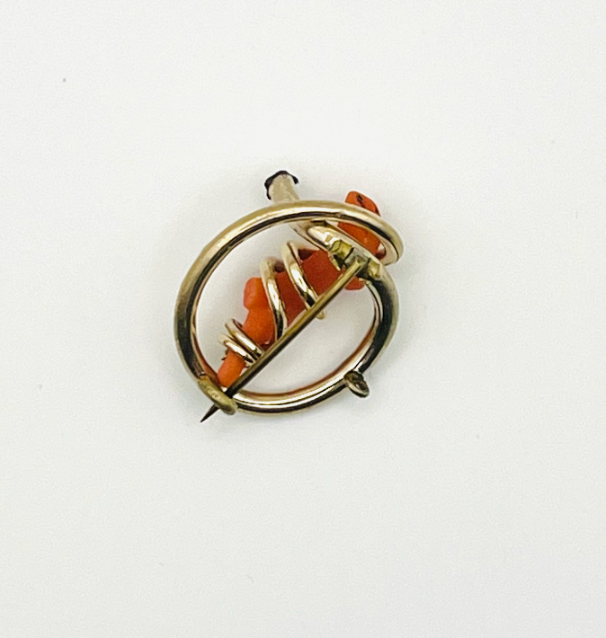 Victorian Lovers Knot Coral Pendant Brooch