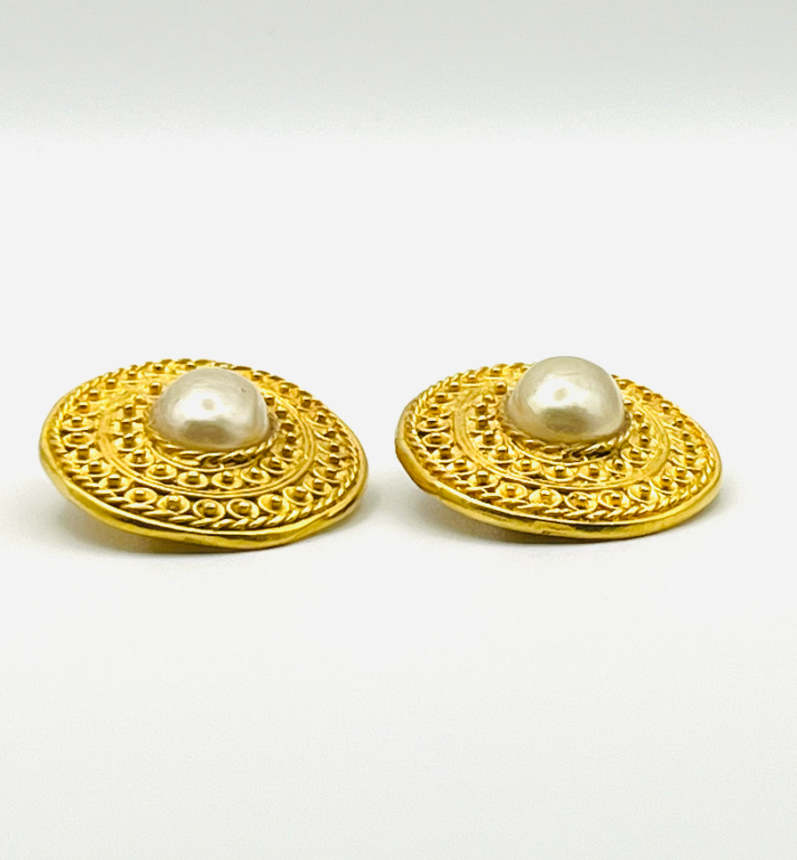 Jaded Etruscan Style Clip Earrings