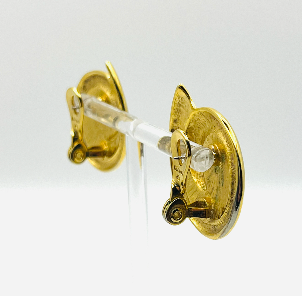 Monet Black Enamel Swirl Earrings
