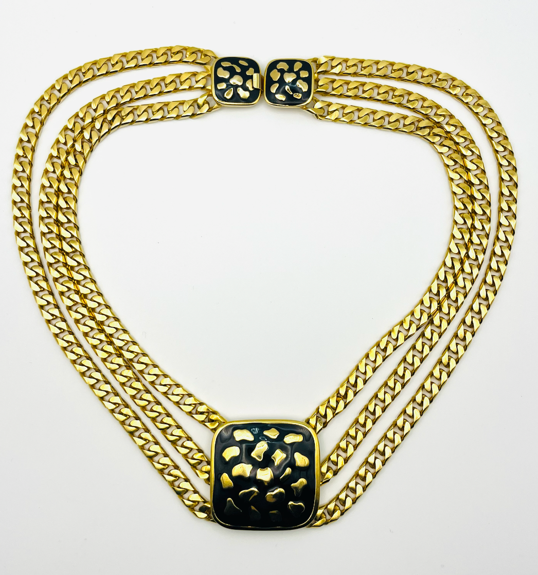 Mimi di N 1986 Triple Strand Leopard Necklace