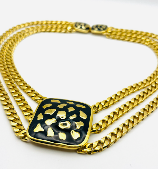 Mimi di N 1986 Triple Strand Leopard Necklace