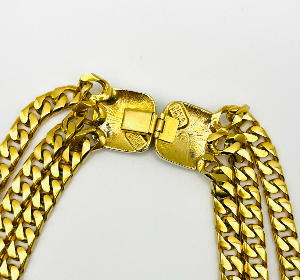 Mimi di N 1986 Triple Strand Leopard Necklace