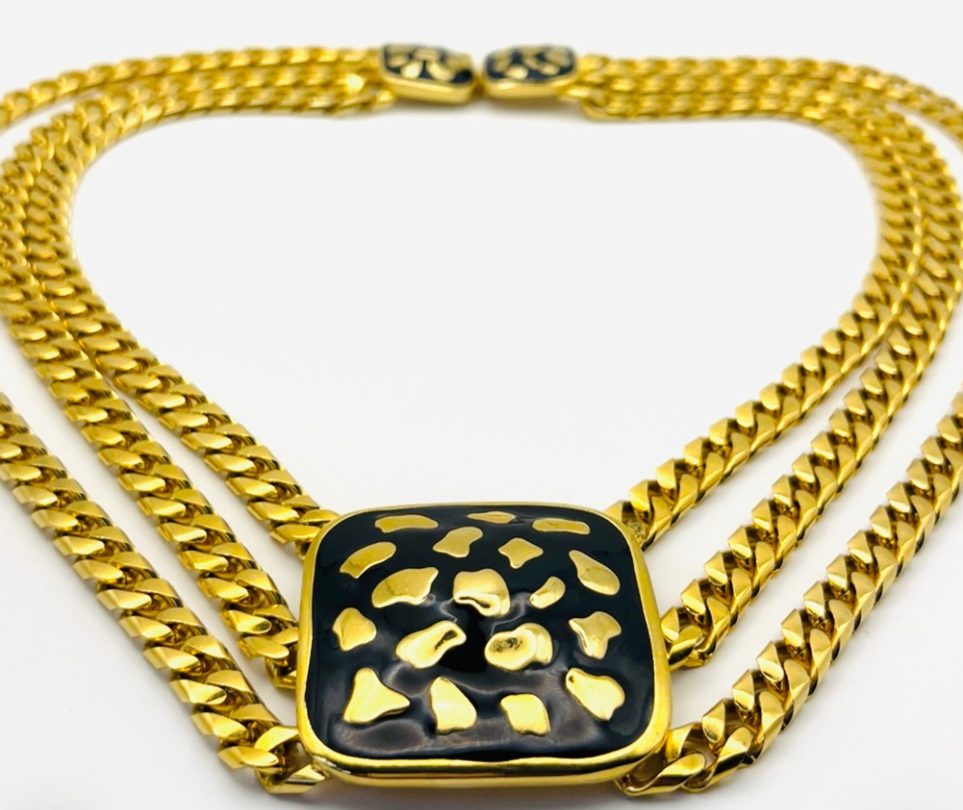 Mimi di N 1986 Triple Strand Leopard Necklace
