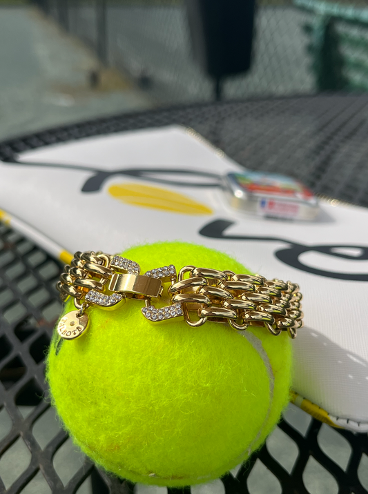 Talbots Watch Band Link Rhinestone Clasp Bracelet